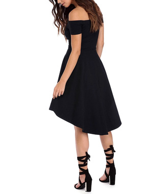 2026 women clothes 欧美新品女装连衣裙ebay一字肩短袖大摆燕尾