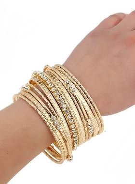 欧美夸张多层合金镶钻女手镯夜店手环 women bracelet jewelry