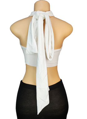 2026 women clothes春季新款女装T恤女纯色性感 百变挂脖裹胸绑带