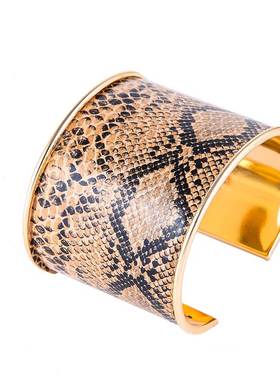 leather bracelet women hand catenary ins蛇纹皮革手镯夜店手环