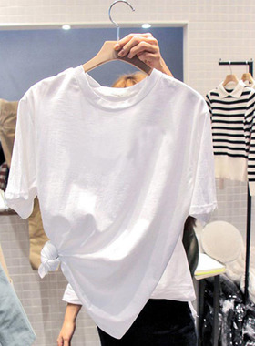2026 women clothes夏新款韩版简约百搭纯白色短袖T恤女宽松显瘦
