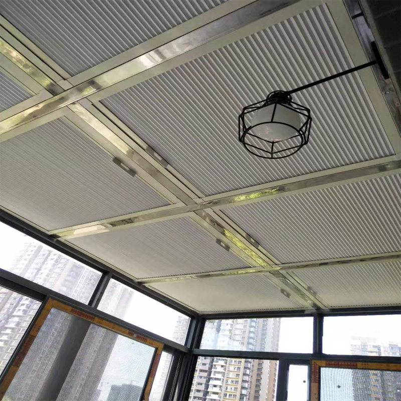 蜂巢帘阳光房遮阳顶帘电动天窗折叠防晒隔热遮光天棚帘玻璃房顶棚