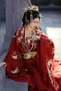 2025新款女齐腰战国袍刺绣春秋款吊带大袖套装曼珠沙华大全套