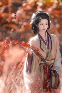 九歌原创战国袍拖尾版衫齐腰裙汉服女大袖刺绣虞姬战国袍刘亦菲