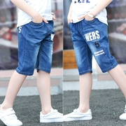 Quần áo trẻ em quần jeans nam cắt quần mùa hè quần mỏng nóng quần short trong quần trẻ em lớn 2019 mới năm quần - Quần jean