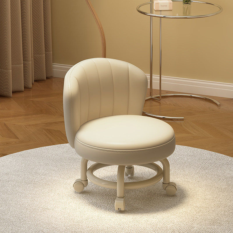 矮凳万向轮小凳子带轮家用滑轮圆凳小板凳加厚靠背小椅子沙发凳