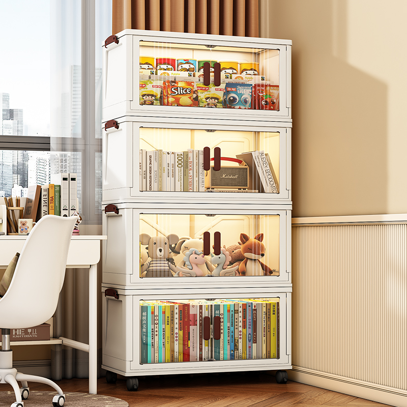 可移动书架落地置物架家用防尘书柜儿童玩具收纳柜办公室储物柜子