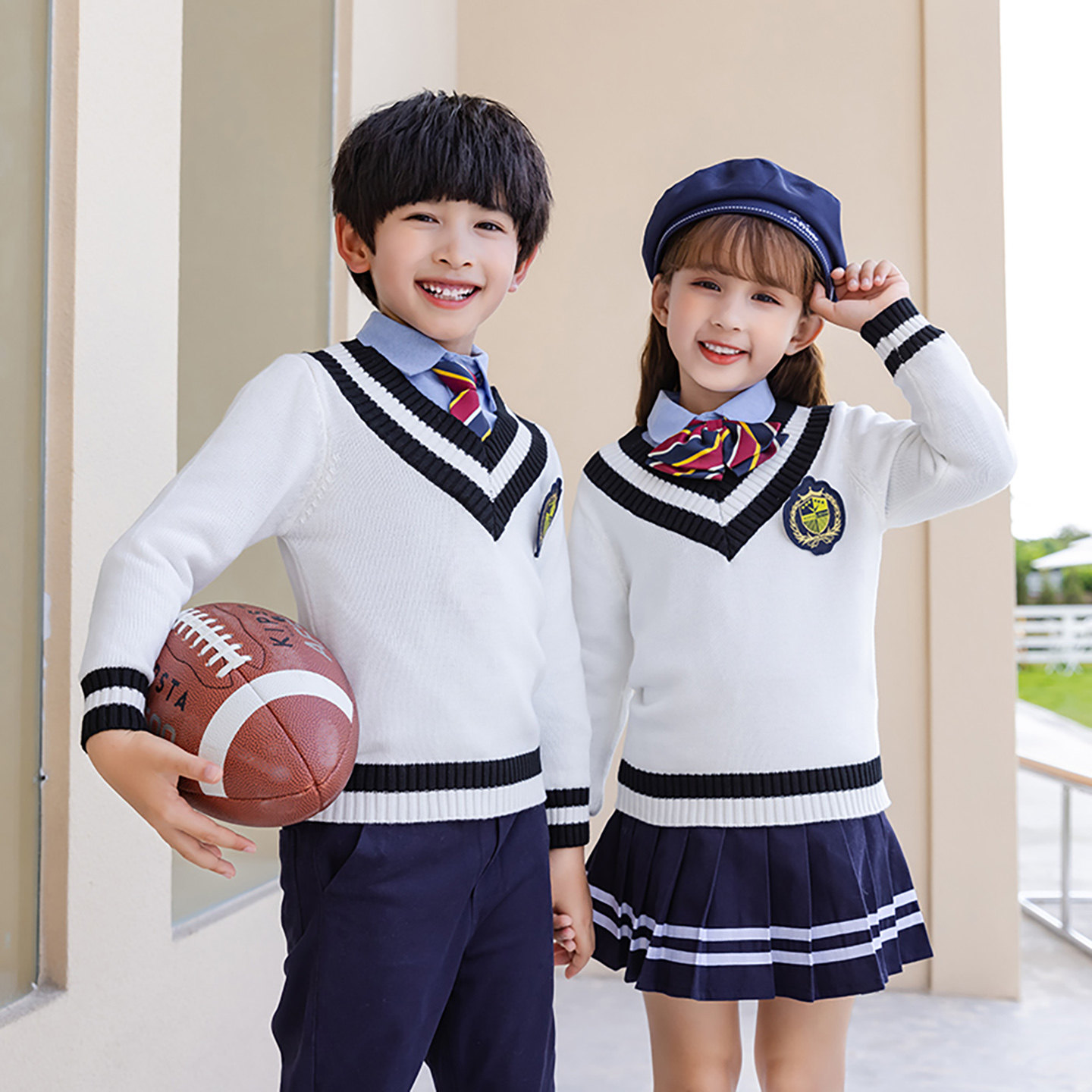 中小学生班服春秋款英伦学院风毛衣套装男女儿童幼儿园园服校服6