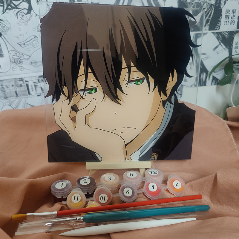 现货限量吉兰家手工diy礼物折木丰太郎填色游戏动漫高透玻璃画