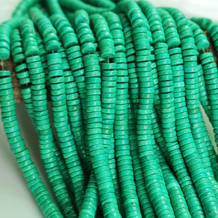 3*8mm绿松石隔片圆片散珠天然松石平扣片手链项链diy手作饰品配件