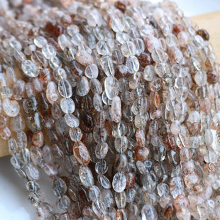 天然黑金超七水晶随形散珠 黑骨干铜发晶不规则随型珠diy饰品配件