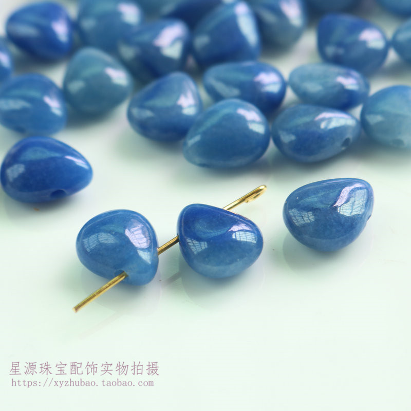 天然蓝东陵横孔花瓣 东陵玉蓝东陵水滴玉簪花手工diy发簪饰品配件