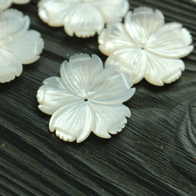 天然白蝶贝大山茶花多齿贝壳花