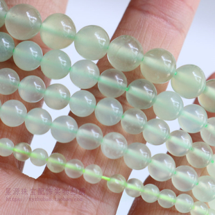 天然岫玉圆珠 葡萄绿散珠岫岩玉串珠手串手链配珠diy古风发簪配件