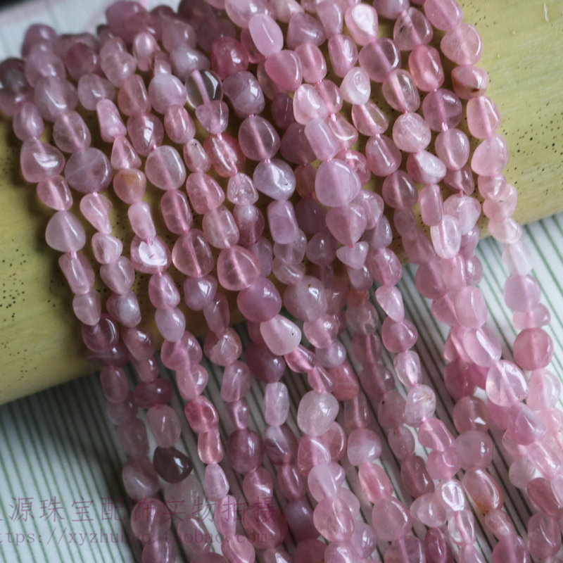 天然马粉随形散珠 桃花粉晶不规则圆珠diy耳饰发簪子材料饰品配件