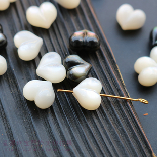 天然珍珠贝屁桃 黑蝶贝直孔爱心桃心手串手链配饰diy文玩母贝配件