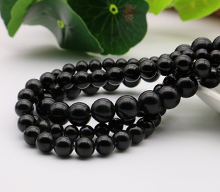 4-12mm天然巴西进口黑碧玺圆珠 电气石散珠子diy手串手链饰品配件