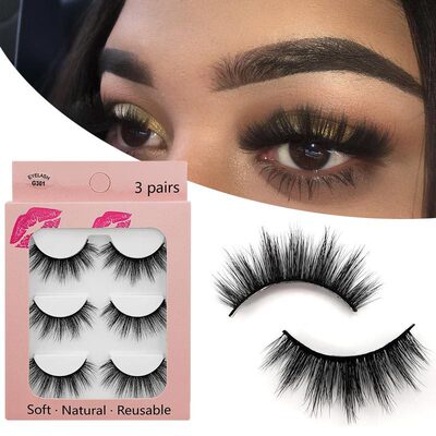 3Pairs Natural False Eyelashes 3D Fake Lashes Extension