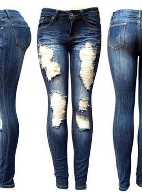 2018 women trousers ladies jeans Hole cowboy pants破洞牛仔裤