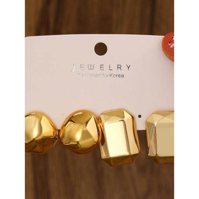 Gold exaggerated earrings round hoop earring set圆圈耳环套装