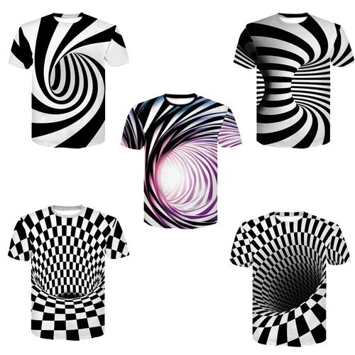 Couple 3D digital print T-shirt vortex short-sleeved shirt