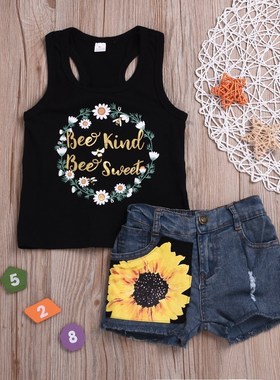 Children's wear girls sleeveless monogrammed vest floral