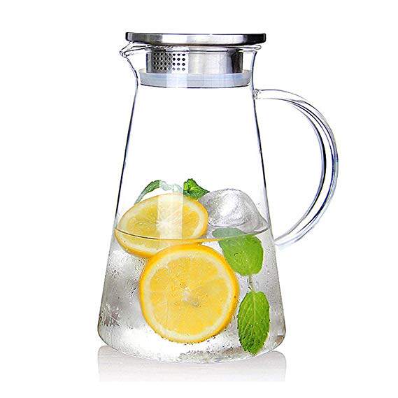 2.0 Liter Glass Jug Carafe with Lid Ice Tea Jug Water Wine