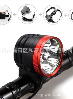 跨境热销6T6自行车前灯 大功率可充电6LED夜骑山地车防水前灯