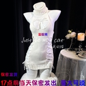 日系纯欲美背针织高领露胸毛衣性感绑带镂空包臀短裙
