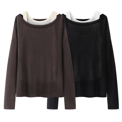 云艾诺丝春季新款女针织两件套