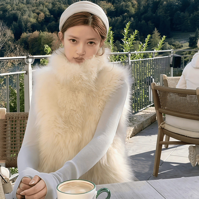 环保皮毛一体毛毛外套2025秋冬新款仿狐狸毛年轻版时尚皮草马甲