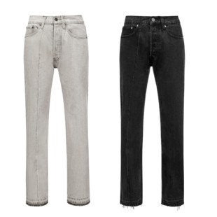 AANN 直筒街头风复古remake手工破缝毛边刺绣中腰牛仔裤改良501