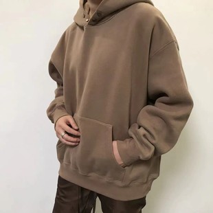 AANN经典 做旧双按扣宽松廓形轻质加绒连帽卫衣黑色棕色花白色