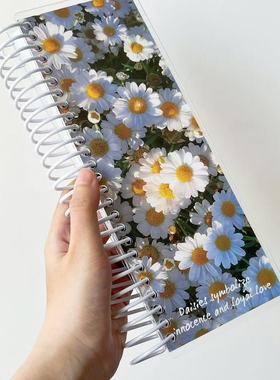 肆林自制/B5half 白色雏菊 拼贴可爱封面亚克力离型本 贴纸手帐