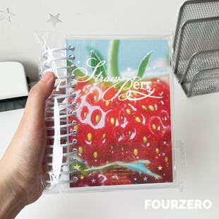 肆林原创/草莓清新可爱A6线圈离型本/笔记本 可爱亚克力封面本子