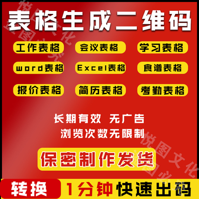 【表格二维码生成】转换生成代制作链接内容修改图片文档字网页