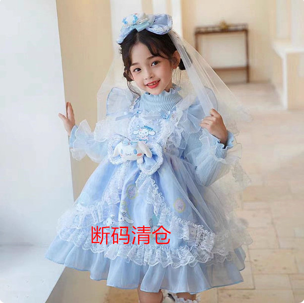 女童秋冬玉贵狗洛丽塔公主裙万圣节儿童礼服蓬蓬裙高端洋气连衣裙