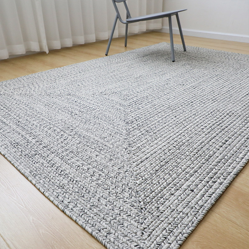菲尔灰色长方形手工地毯北欧简约客厅茶几沙发床边毯定制地垫家用