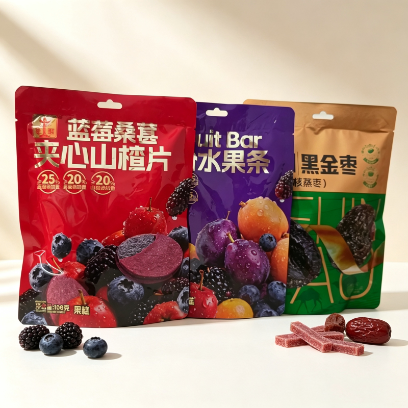 華聚缤纷水果条夹心山楂片低GI黑金枣休闲果糕酸甜口味