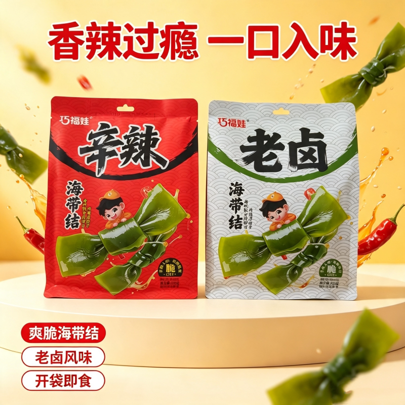 巧福娃海带结218克老卤 辛辣即食熟食网红零食下饭菜办公休闲食品