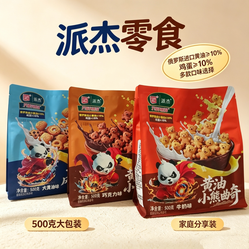 厉害的熊猫黄油小熊曲奇丹麦曲奇牛奶味巧克力味大黄油味休闲零食