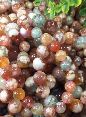 天然樱花玛瑙飘绿单圈