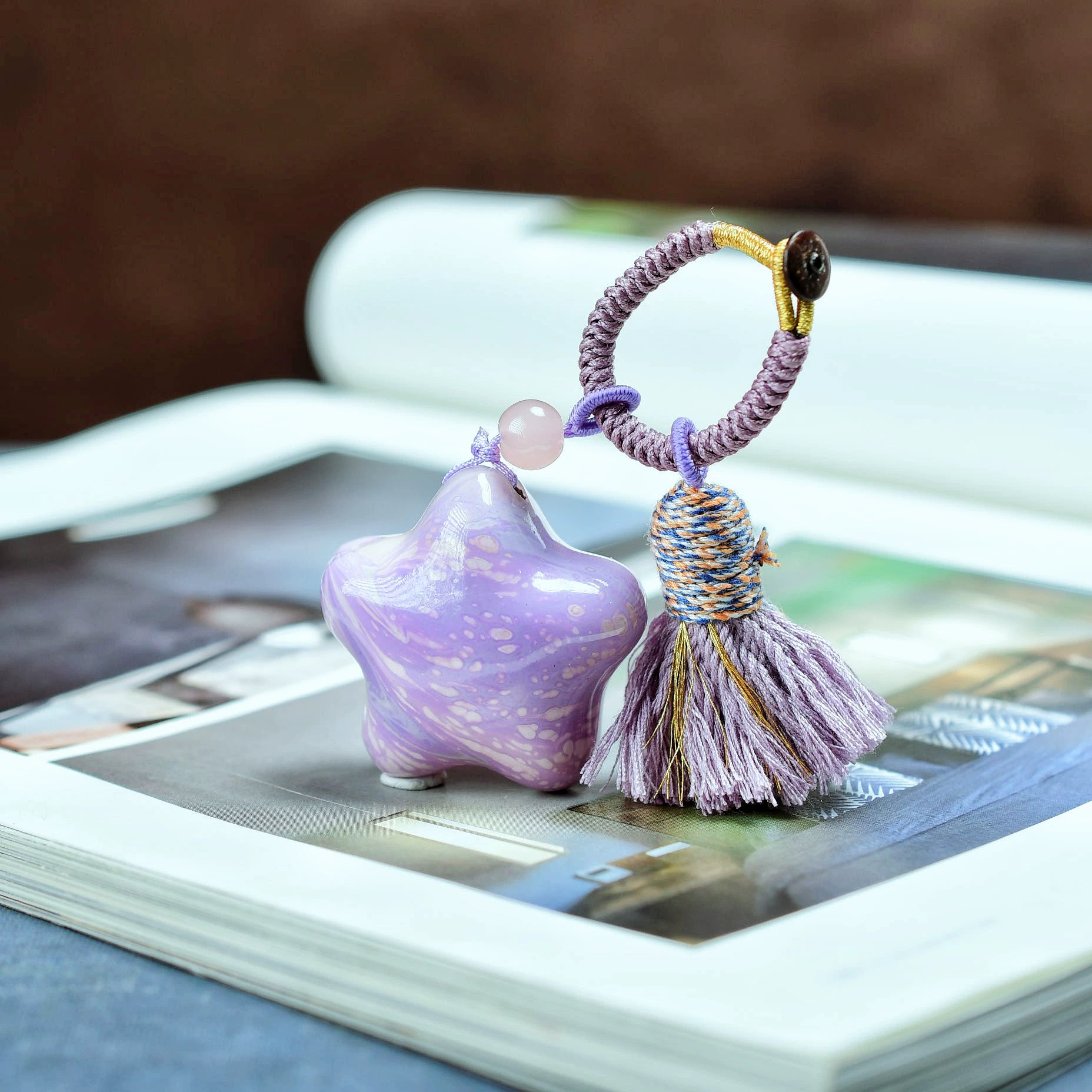 大漆星星挂件 编绳饰品文玩流苏包包挂钥匙扣可爱挂饰