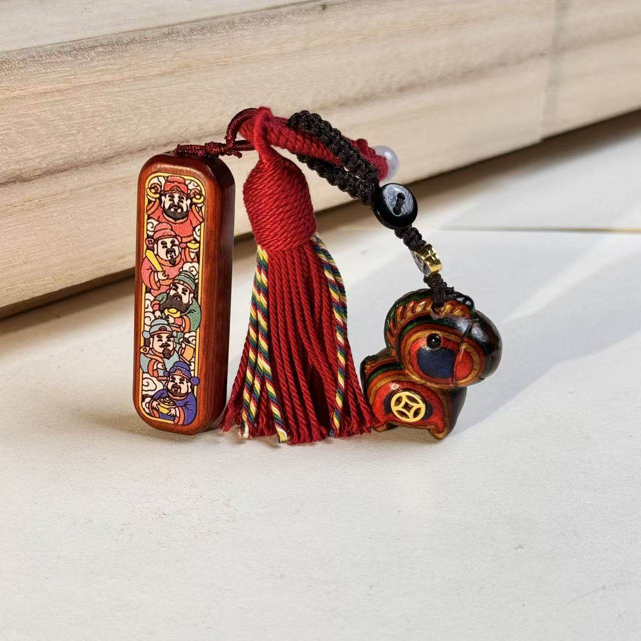 五路财神彩虹木小马马上有财汽车钥匙挂件平安可爱创意钥匙扣,汽车用品/电子/清洗/改装,车挂,淘宝优惠券,粉丝福利购,淘宝优惠卷