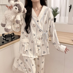 纱布月子服7月份夏季薄款产后纯棉全棉吸汗孕妇睡衣产妇哺乳喂奶8