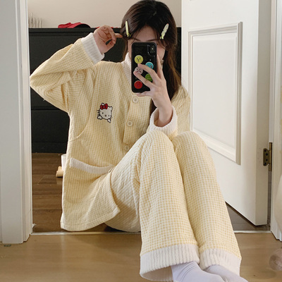 空气棉月子服冬厚款11月份产后纯棉加厚孕妇睡衣秋冬季产妇哺乳12