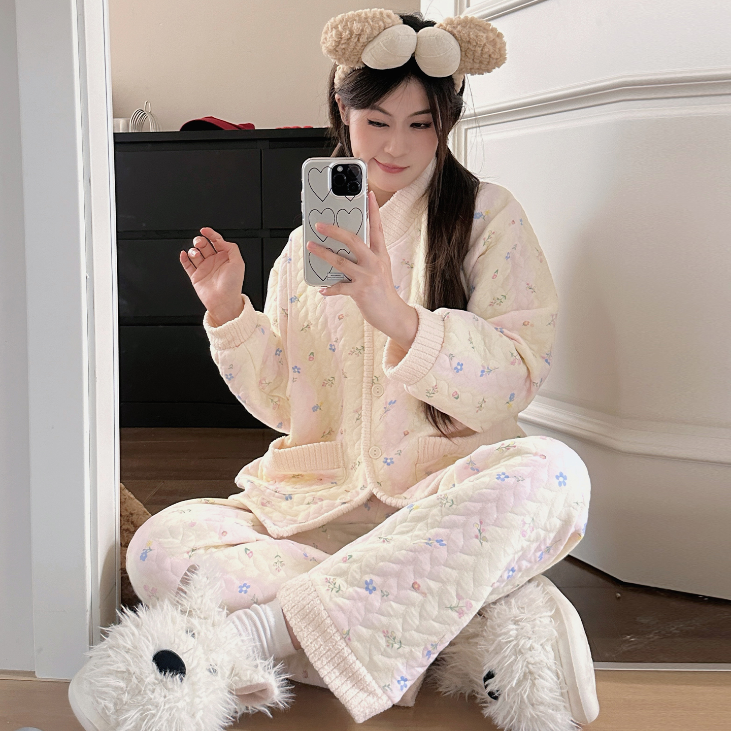 月子服孕妇冬厚款纯棉哺乳睡衣