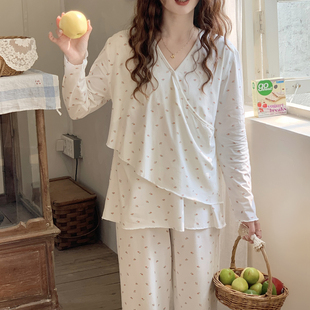 莫代尔月子服8月份夏季薄款产后大码带胸垫孕妇睡衣产妇哺乳喂奶7