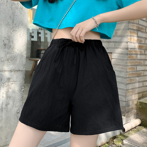 2026外贸夏季新款短裤宽松亚麻棉麻大码运动休闲裤阔腿短裤女裤子
