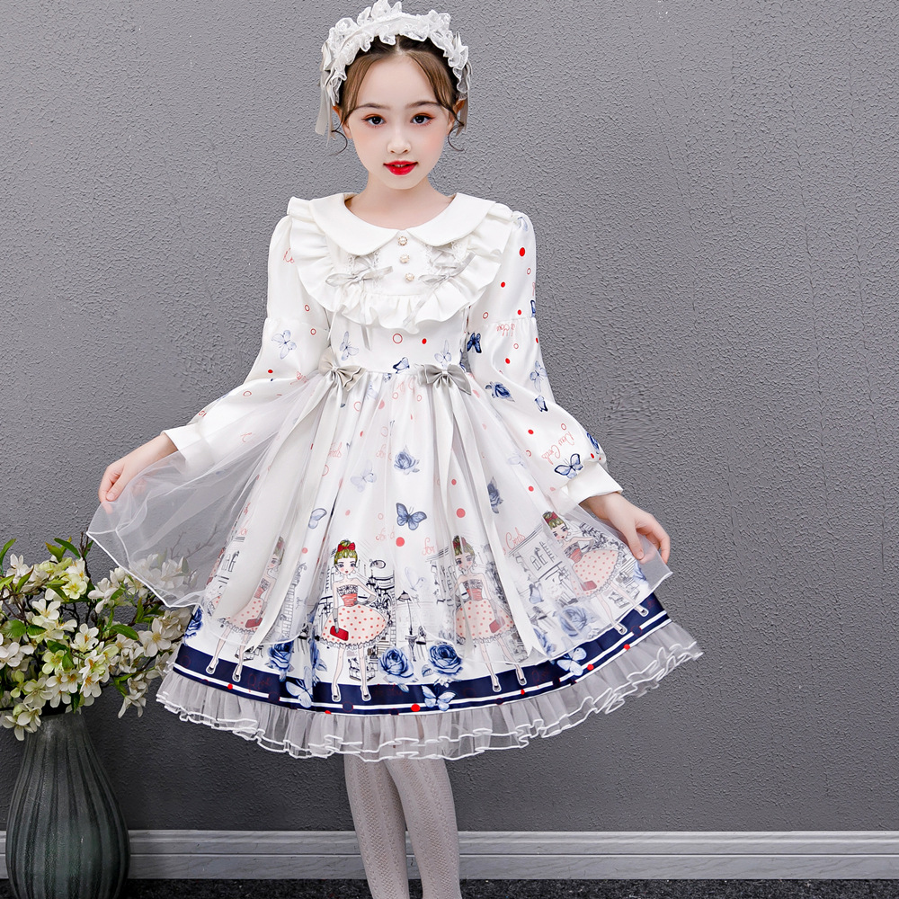 Childrens Princess Lolita Dress full set autumn long sleeve Japanese Lolita original girl Lolita childrens dress